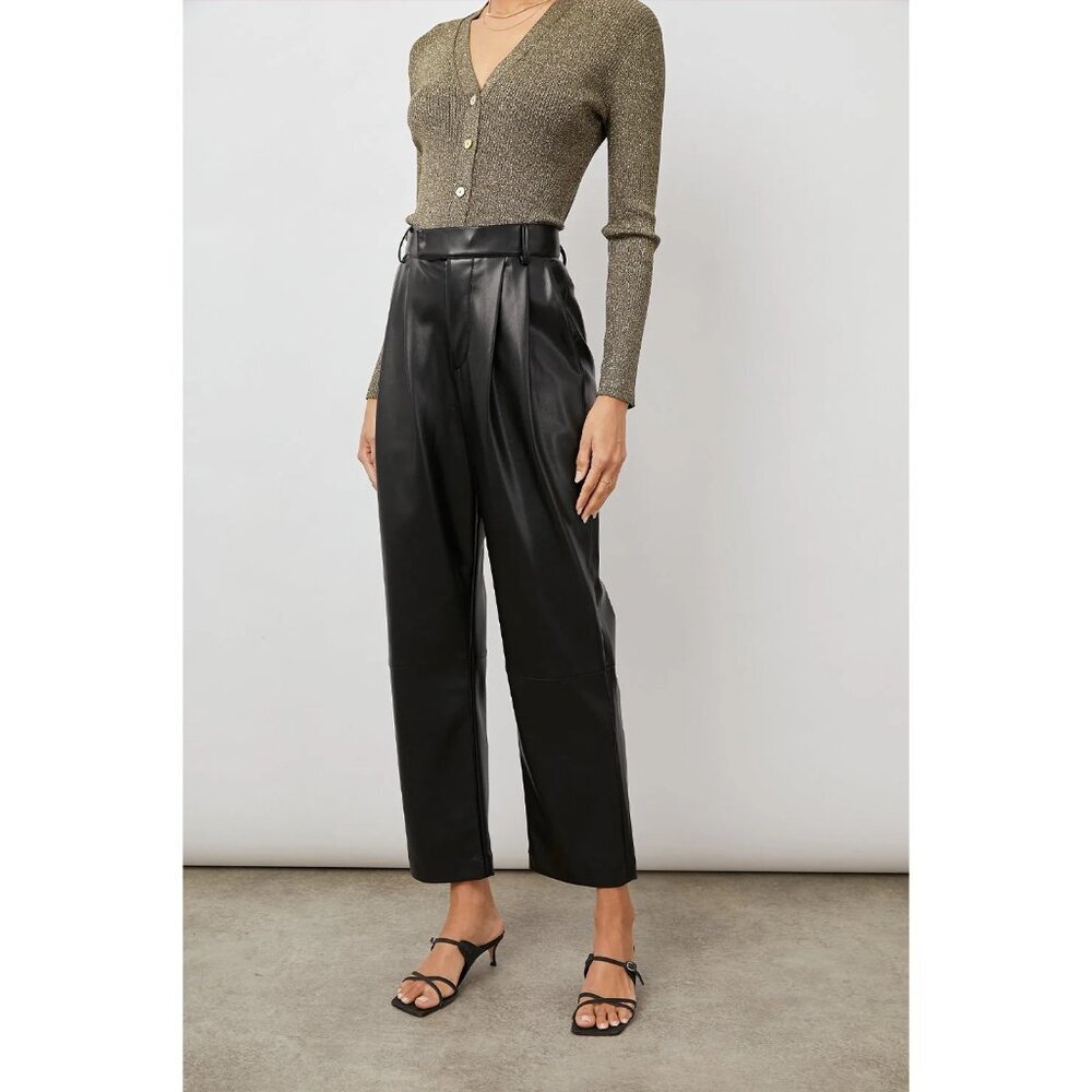 Rails Women's 4/6 Jo Faux Vegan Leather High Waisted Ankle Crop Pleated Pants